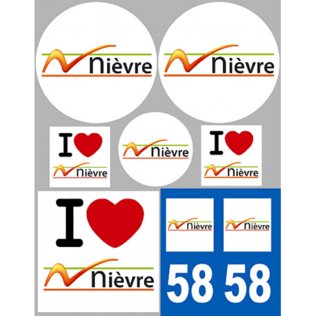 Nièvre (8 autocollants variés) - Sticker/autocollant