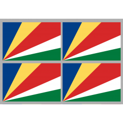 Drapeau Seychelles (4 stickers - 9.5 x 6.3 cm) - Sticker/autocollant