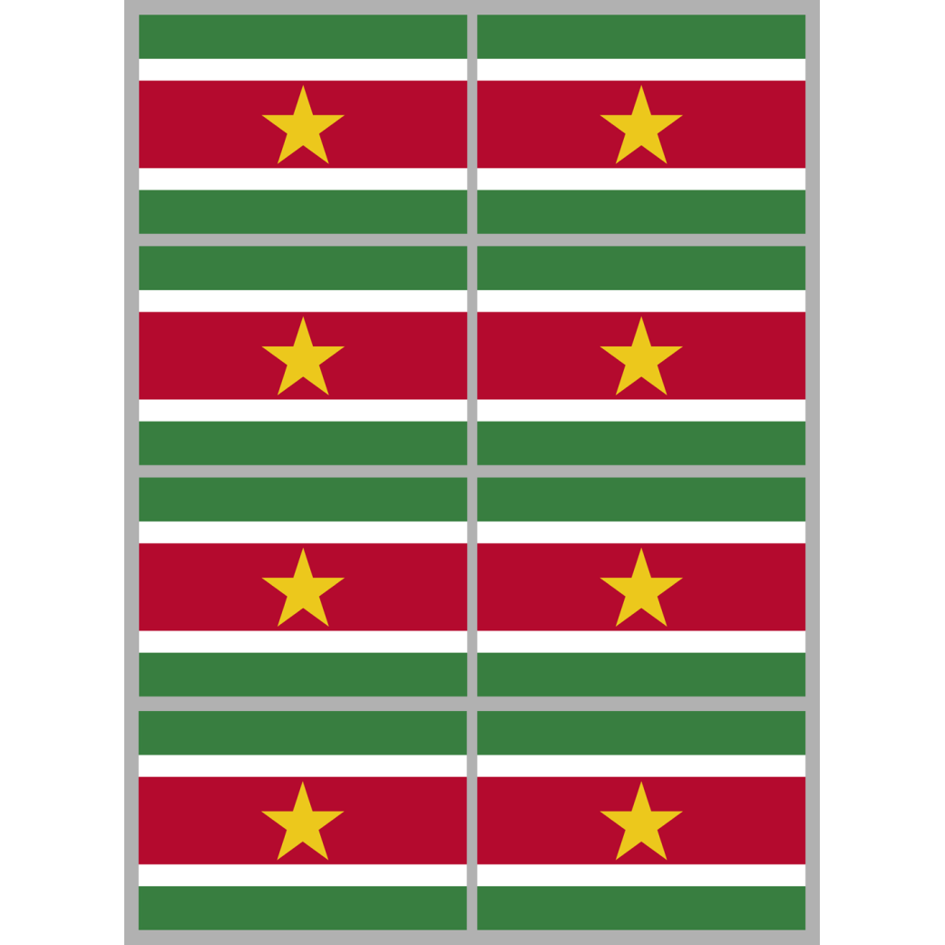 Drapeau Suriname (8 stickers - 9.5 x 6.3 cm) - Sticker/autocollant