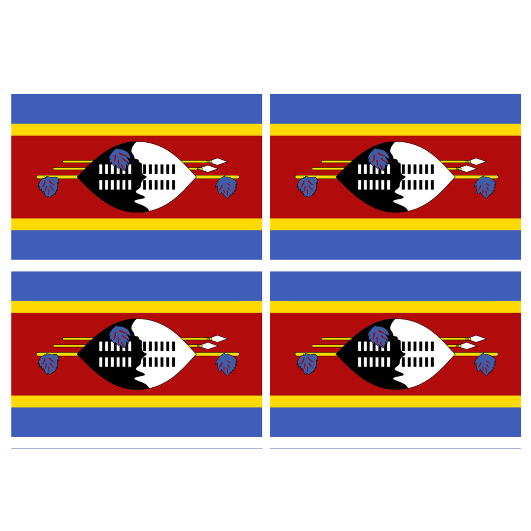 Drapeau Swaziland (4 stickers - 9.5 x 6.3 cm) - Sticker/autocollant