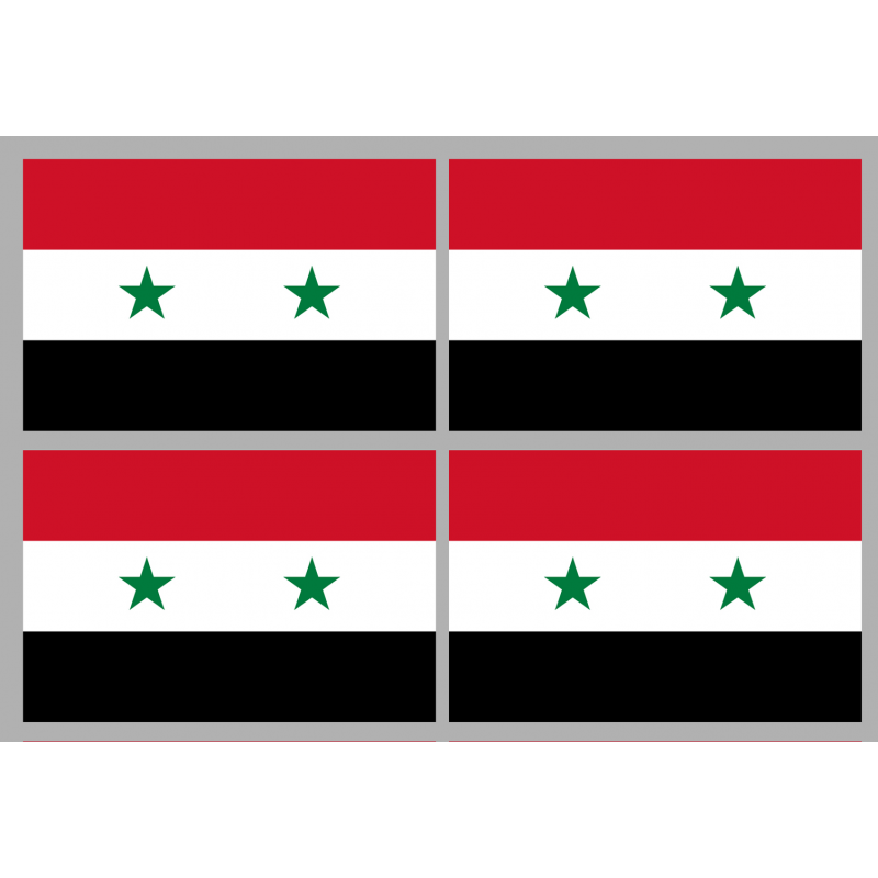 Drapeau Syrie av.2024 (4 stickers - 9.5 x 6.3 cm) - Sticker/autocollant Drapeau Syrie av.2024 (4 stickers - 9.5 x 6.3 cm) - Sticker/autocollant