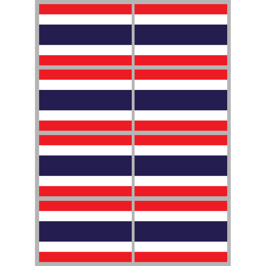 Drapeau Thaïlande (8 stickers - 9.5 x 6.3 cm) - Sticker/autocollant