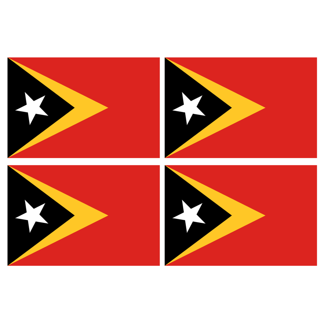 Drapeau Timor Oriental (4 stickers - 9.5 x 6.3 cm) - Sticker/autocollant