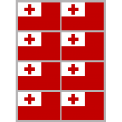 Drapeau Tonga (8 stickers - 9.5 x 6.3 cm) - Sticker/autocollant