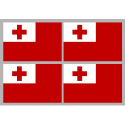 Drapeau Tonga (4 stickers - 9.5 x 6.3 cm) - Sticker/autocollant