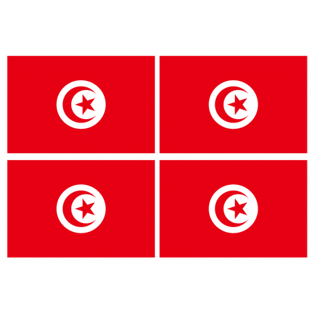 Drapeau Tunisie (4 stickers - 9.5 x 6.3 cm) - Sticker/autocollant