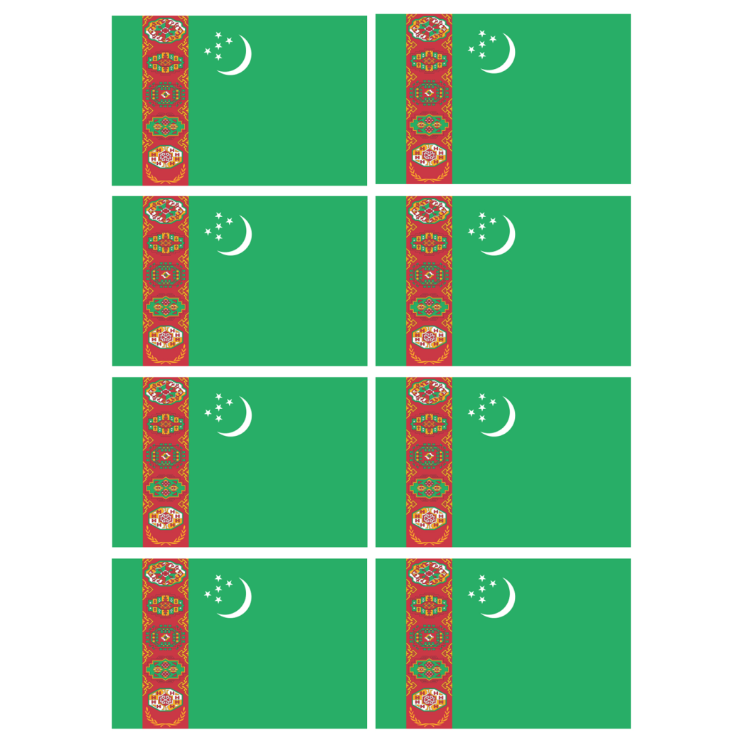 Drapeau Turkménistan (8 stickers - 9.5 x 6.3 cm) - Sticker/autocollant