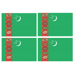 Drapeau Turkménistan (4 stickers - 9.5 x 6.3 cm) - Sticker/autocollant
