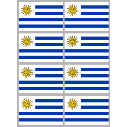 Drapeau Uruguay (8 stickers - 9.5 x 6.3 cm) - Sticker/autocollant