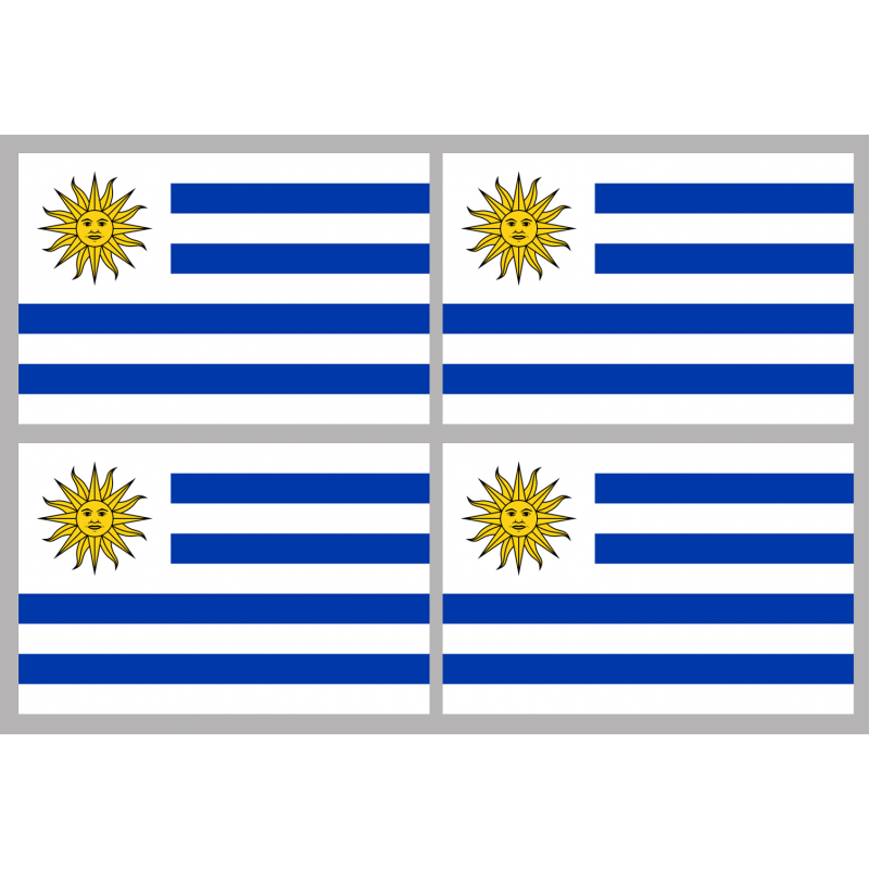 Drapeau Uruguay (4 stickers - 9.5 x 6.3 cm) - Sticker/autocollant