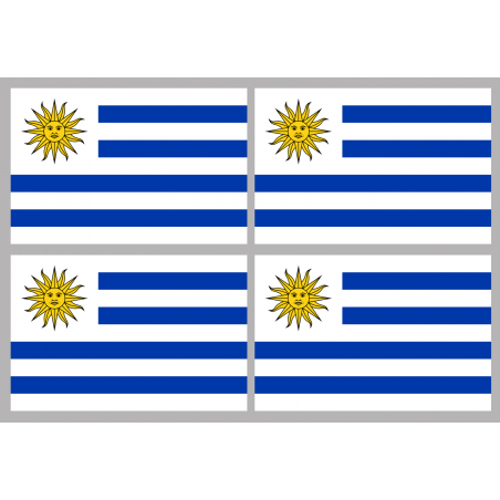 Drapeau Uruguay (4 stickers - 9.5 x 6.3 cm) - Sticker/autocollant