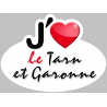 j'aime le Tarn-et-Garonne (15x11cm) - Sticker/autocollant