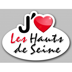 j'aime Les Hauts de Seine (5x3.7cm) - Sticker/autocollant