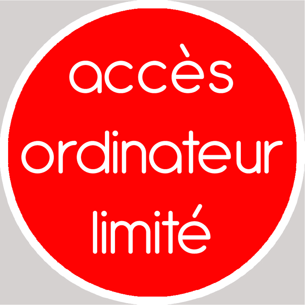 Accès ordinateur limité (5x5cm) - Sticker/autocollant