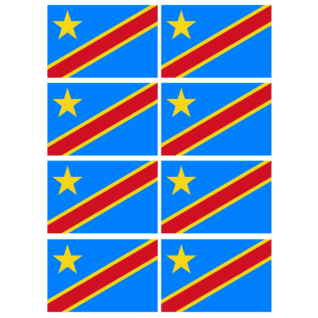 Drapeau République démocratique du Congo (8 fois 9.5x6.3cm) Sticker/autocollant
