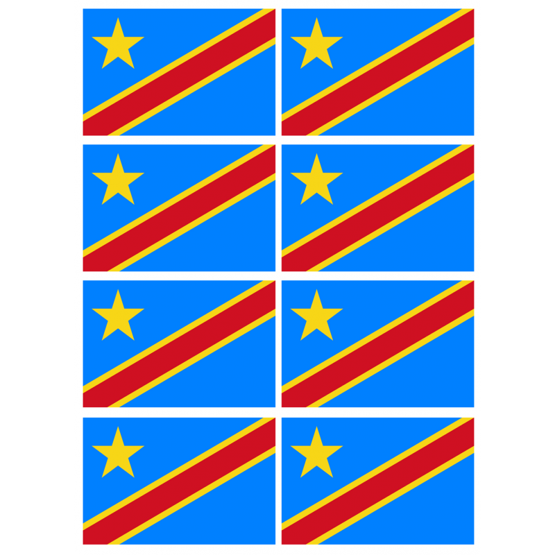 Drapeau République démocratique du Congo (8 stickers de 9.5x6.3cm) - Sticker/autocollant