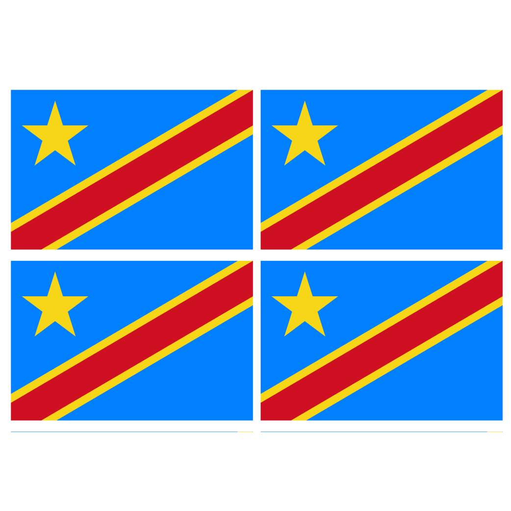 Drapeau République démocratique du Congo (4 stickers de 9.5x6.3cm) - Sticker/autocollant