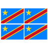 Drapeau République démocratique du Congo (4 stickers de 9.5x6.3cm) - Sticker/autocollant