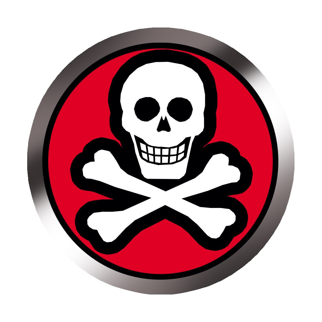 tête de mort fond rouge (5x5cm) - Sticker/autocollant