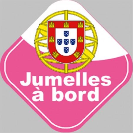 bébé à bord jumelles Portugaise - 15x15cm - Sticker/autocollant