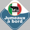 bébé à bord jumeaux d'origine Italienne - 15x15cm - Sticker/autocollant