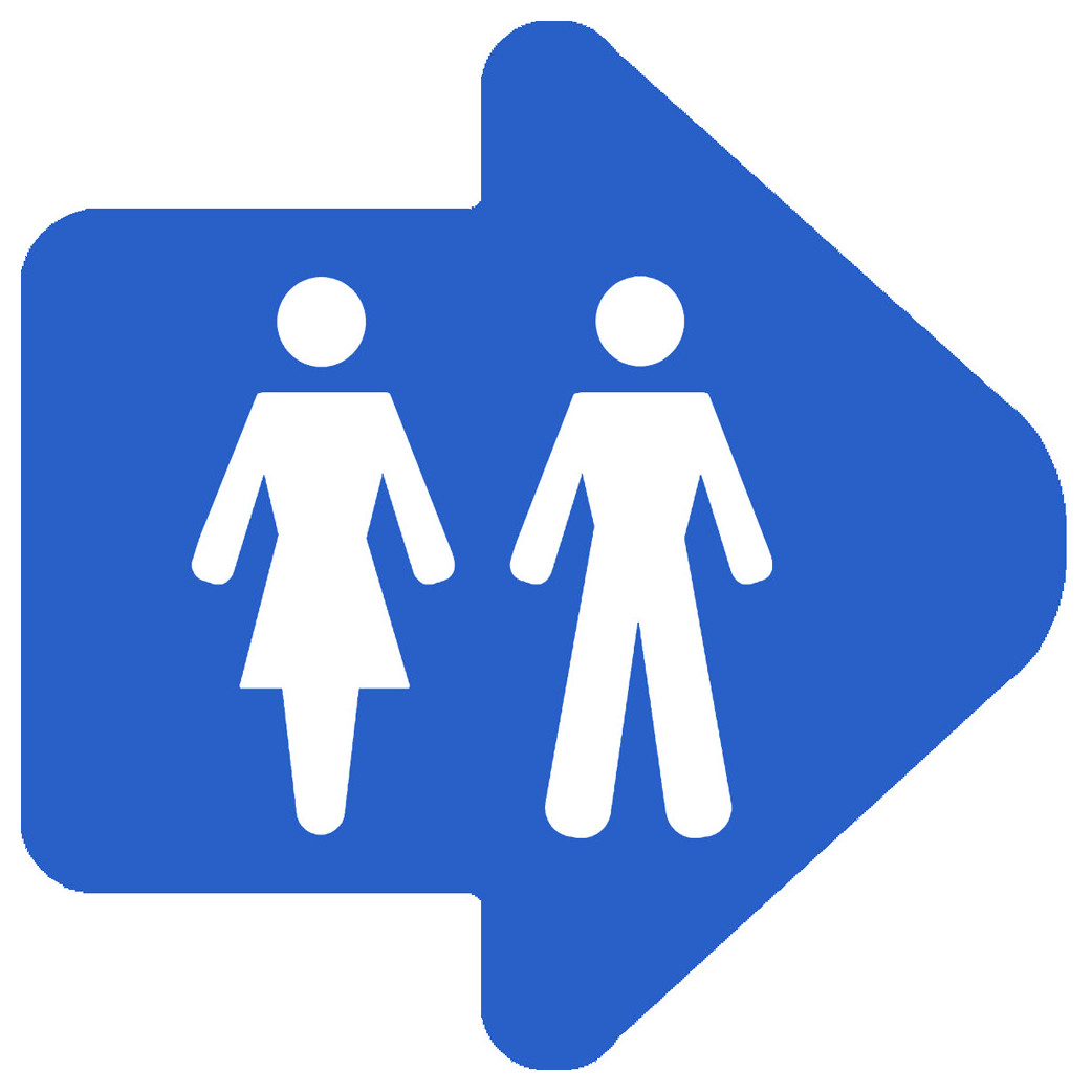 WC, toilette flèche directionnelle droite (15x15cm) - Sticker/autocollant