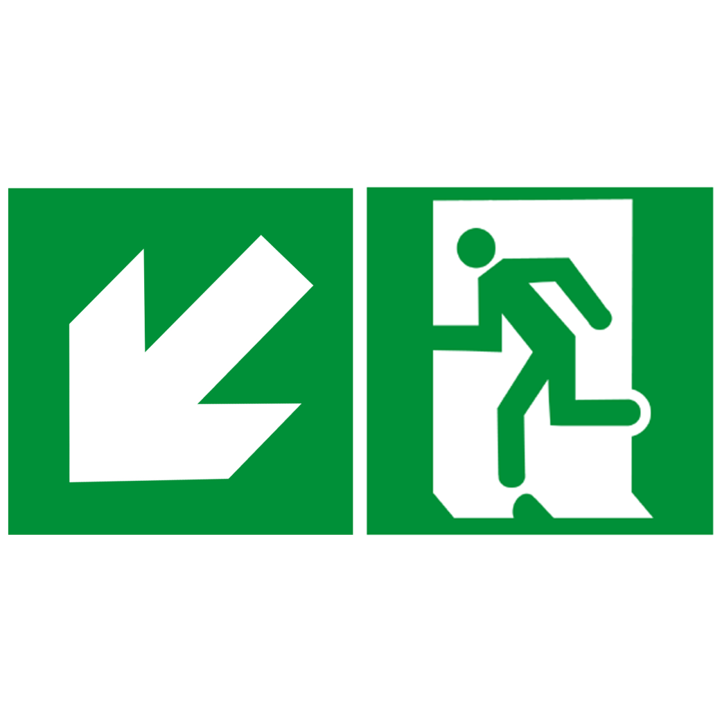 sortie de secours gauche bas (2fois 5x5cm) - sticker/autocollant