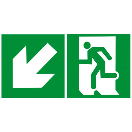 sortie de secours gauche bas (2fois 10x10cm) - sticker/autocollant
