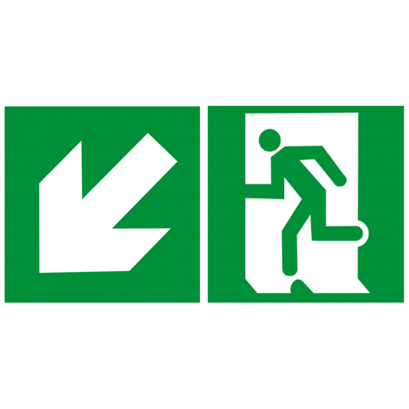 sortie de secours gauche bas (2fois 15x15cm) - sticker/autocollant