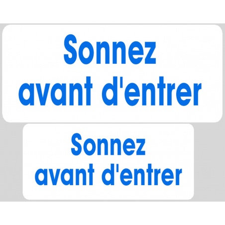 Série sonnez avant d'entrer blanc (9x4cm et 7x3cm) -Sticker / autocollant