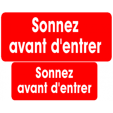 Série sonnez avant d'entrer rouge (9x4cm et 7x3cm) -Sticker / autocollant