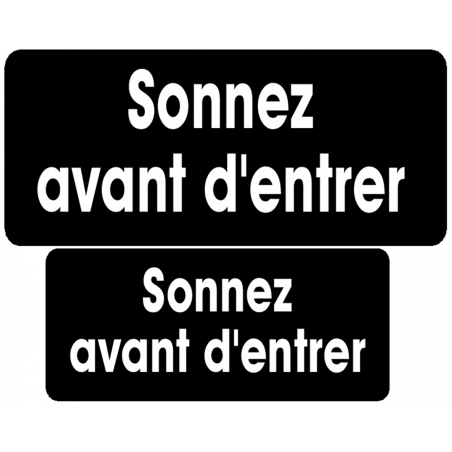 Série sonnez avant d'entrer noir (9x4cm et 7x3cm) -Sticker / autocollant