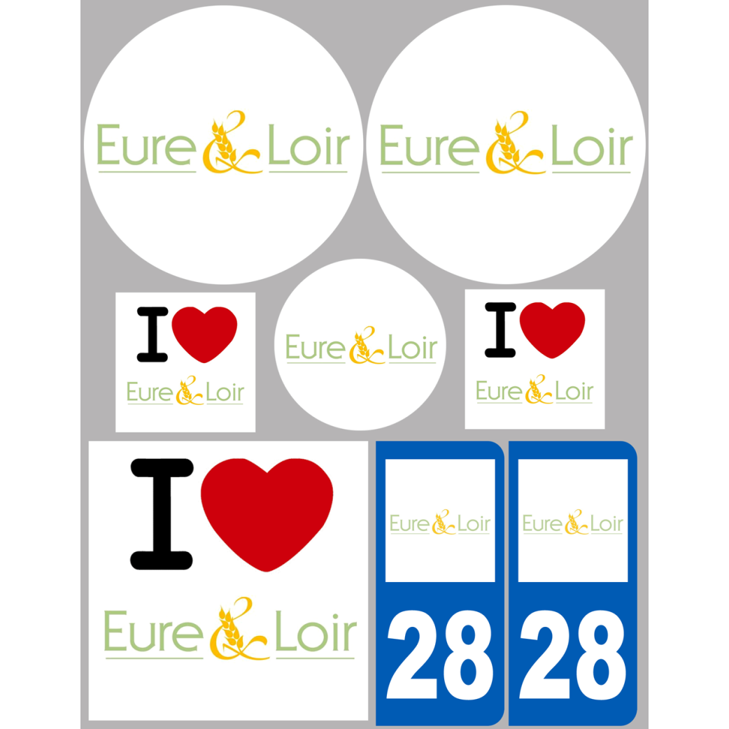 l'Eure et Loir (8 autocollants variés) - Sticker/autocollant