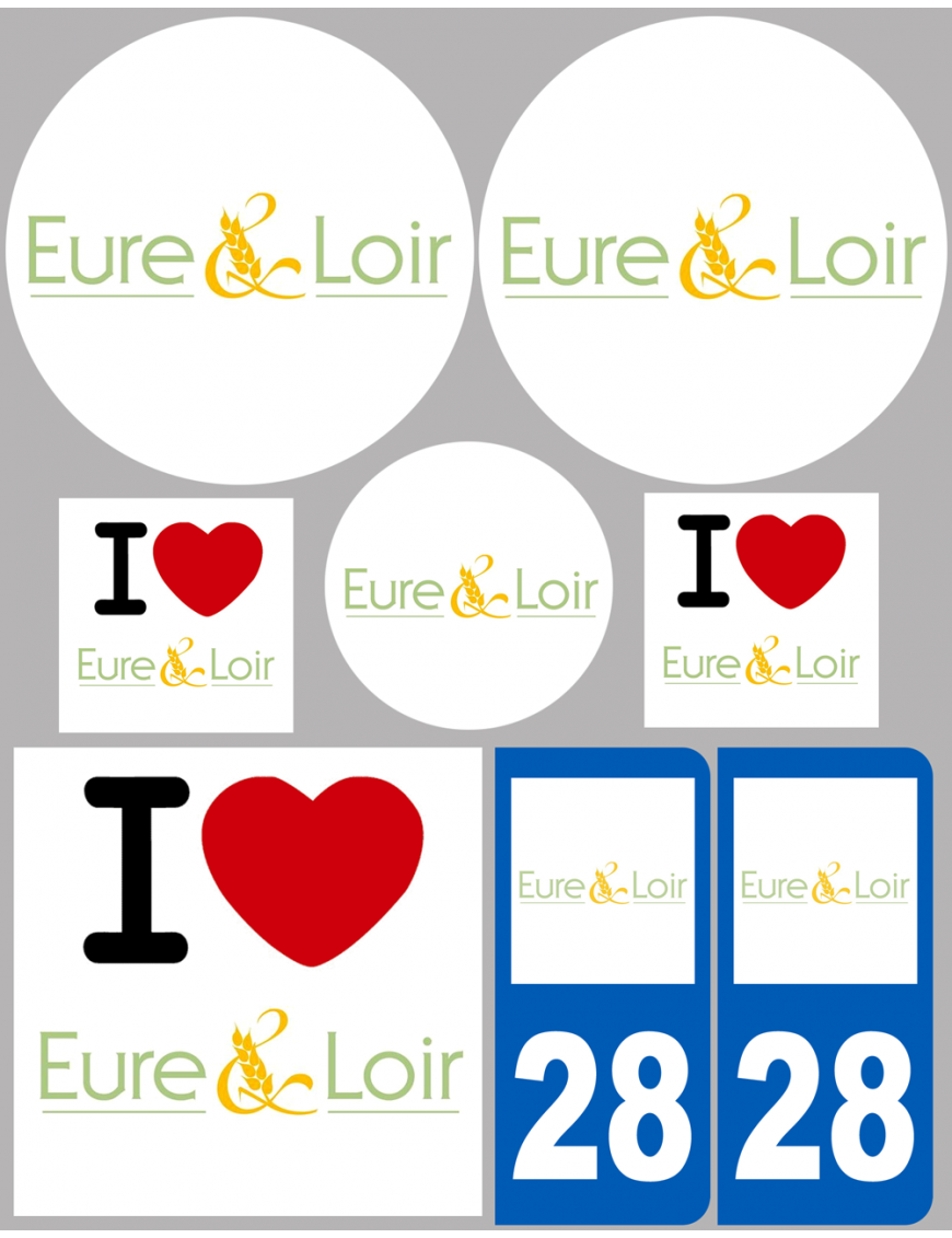 l'Eure et Loir (8 autocollants variés) - Sticker/autocollant