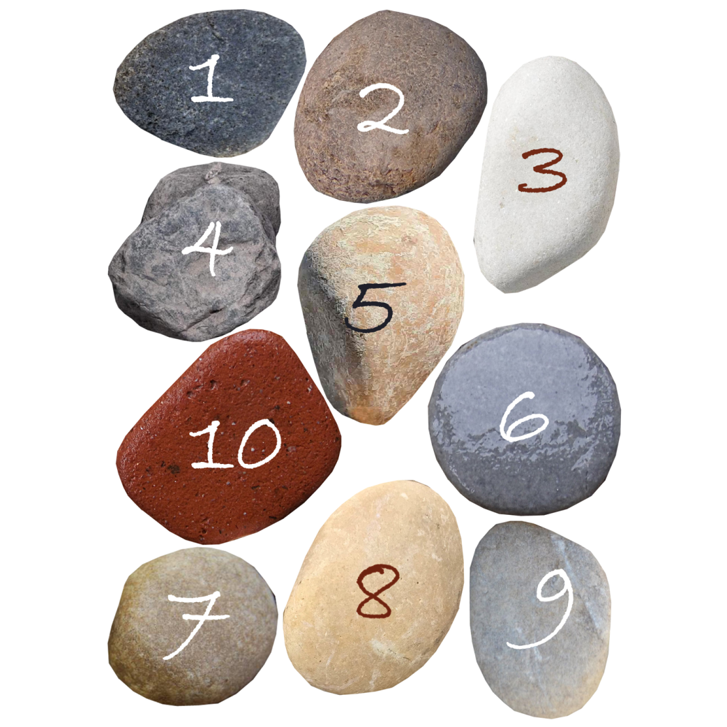 Numéros table effet galet 1 à 10 (10 fois env.6/7cm de diamètre) - Sticker/autocollant