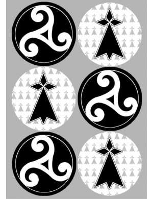 Drapeau Triskèle et Hermine (6 fois 9cm) - Sticker/autocollant