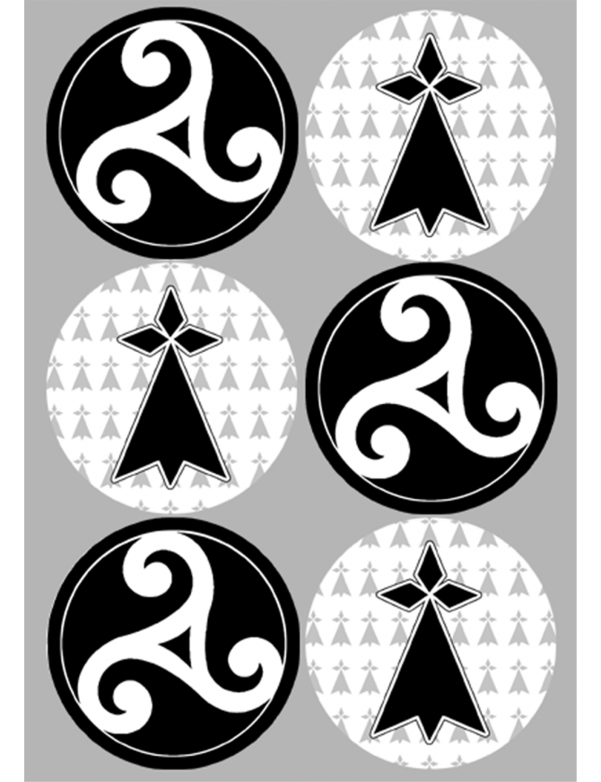 Drapeau Triskèle et Hermine (6 fois 9cm) - Sticker/autocollant