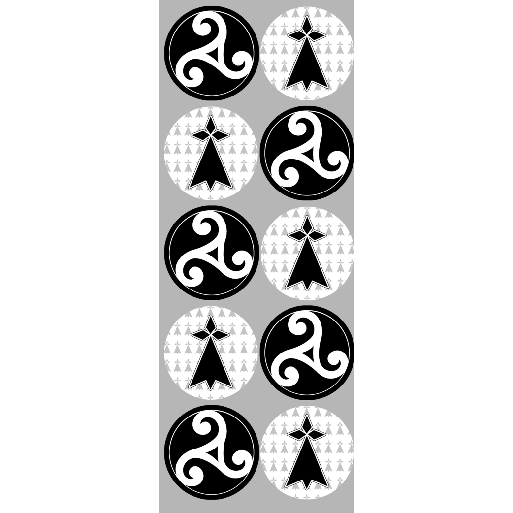 Triskèle et drapeau breton (10 fois 5cm) - Sticker/autocollant