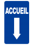 Accueil fléchage vers le bas (25x15cm) - Sticker/autocollant