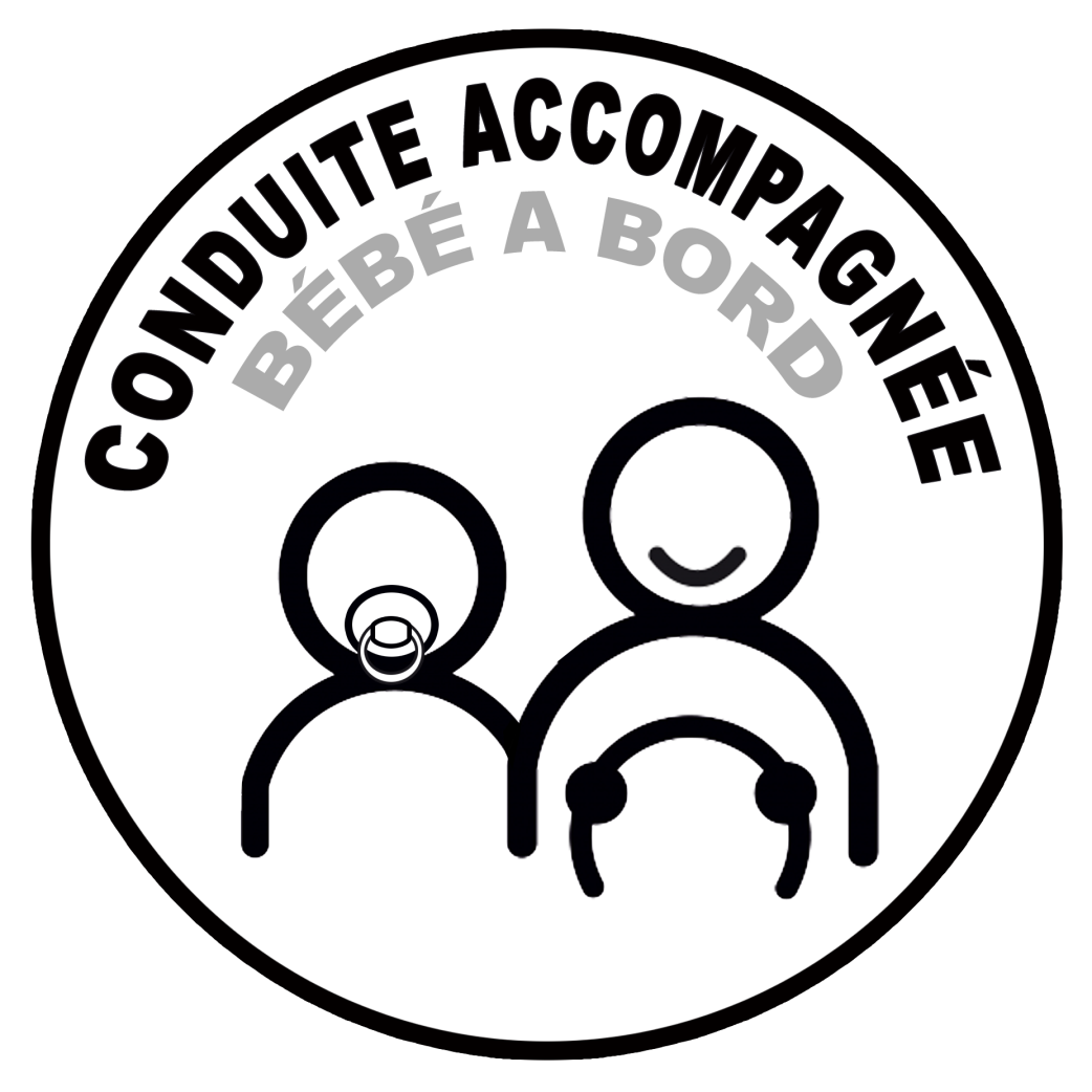 conduite demi accompagnée et bébé à bord - 15cm - Sticker/autocollant