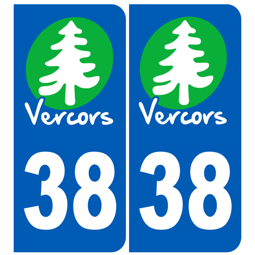 immatriculation 38 (Isère) Vercors - Sticker/autocollant