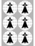 Drapeau Bretagne hermine (6 fois 9cm) -  Sticker/autocollant