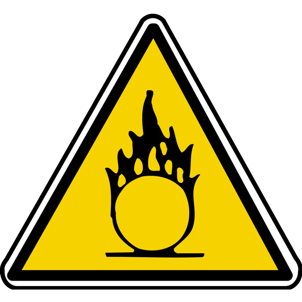 danger comburant (10x9cm) - Sticker/autocollant