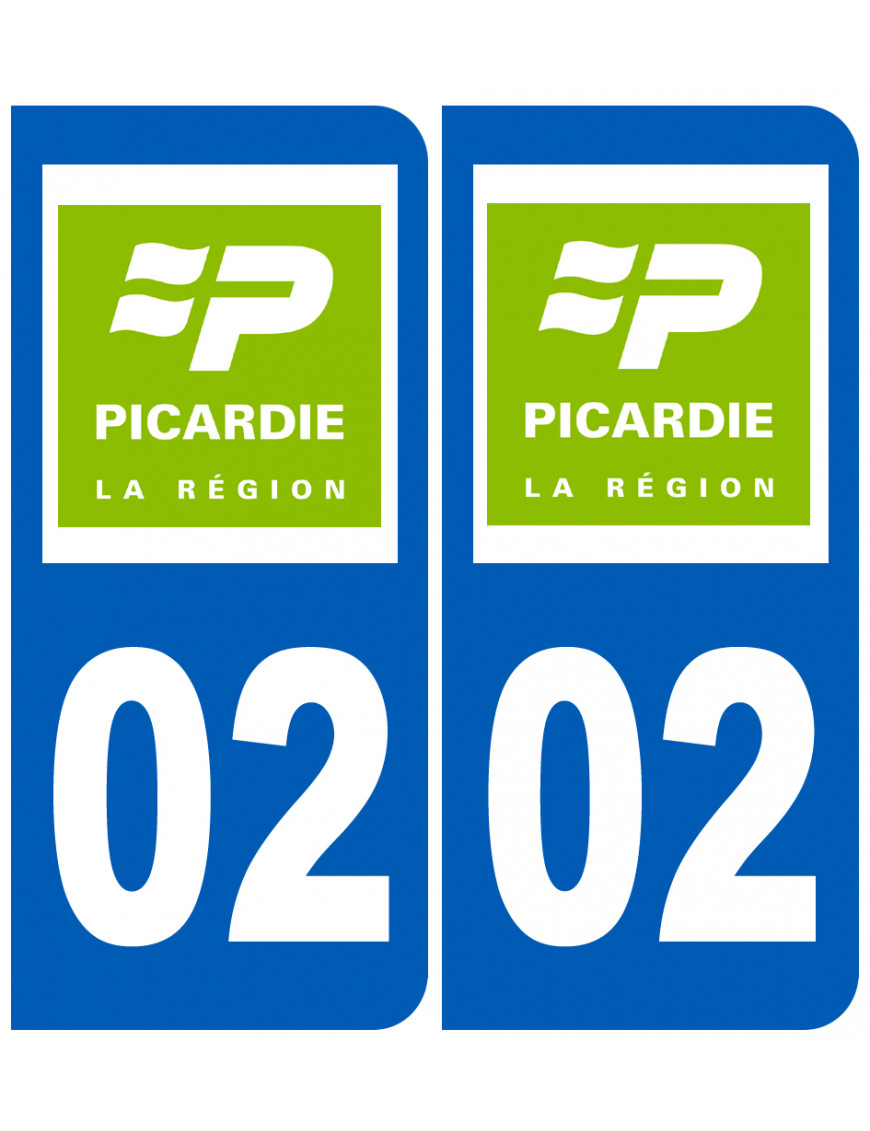 immatriculation 02 Picardie - Sticker/autocollant immatriculation 02 Picardie - Sticker/autocollant