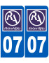 immatriculation 07 Rhône-Alpes (2fois 10,2x4,6cm) - Sticker/autocollant