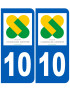 immatriculation 10 Champagne Ardenne - Sticker/autocollant