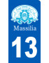 immatriculation motard 13 Marseille (6x3cm) - Sticker/autocollant