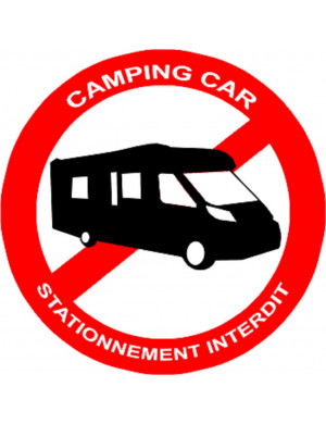 Stationnement interdit aux camping car - 20cm - Autocollant/Sticker