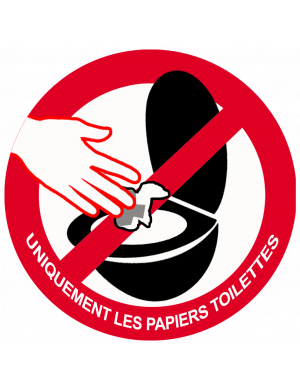 ne rien jeter hors papier toilettes dans les WC - 10cm - Sticker/autocollant