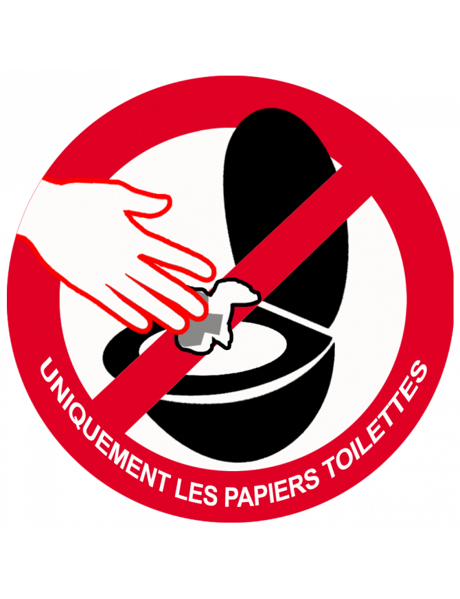 ne rien jeter hors papier toilettes dans les WC - 10cm - Sticker/autocollant